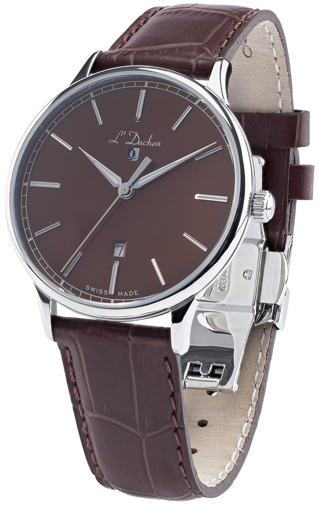 Мужские часы L`Duchen Vintage D 821.12.38, механизм кварцевый, циферблат коричневый, браслет кожа — Изображение 2